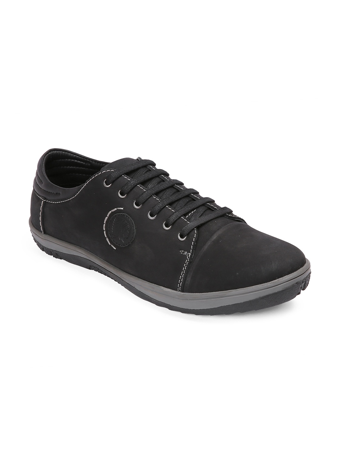 

Red Chief Men Black Leather Sneakers