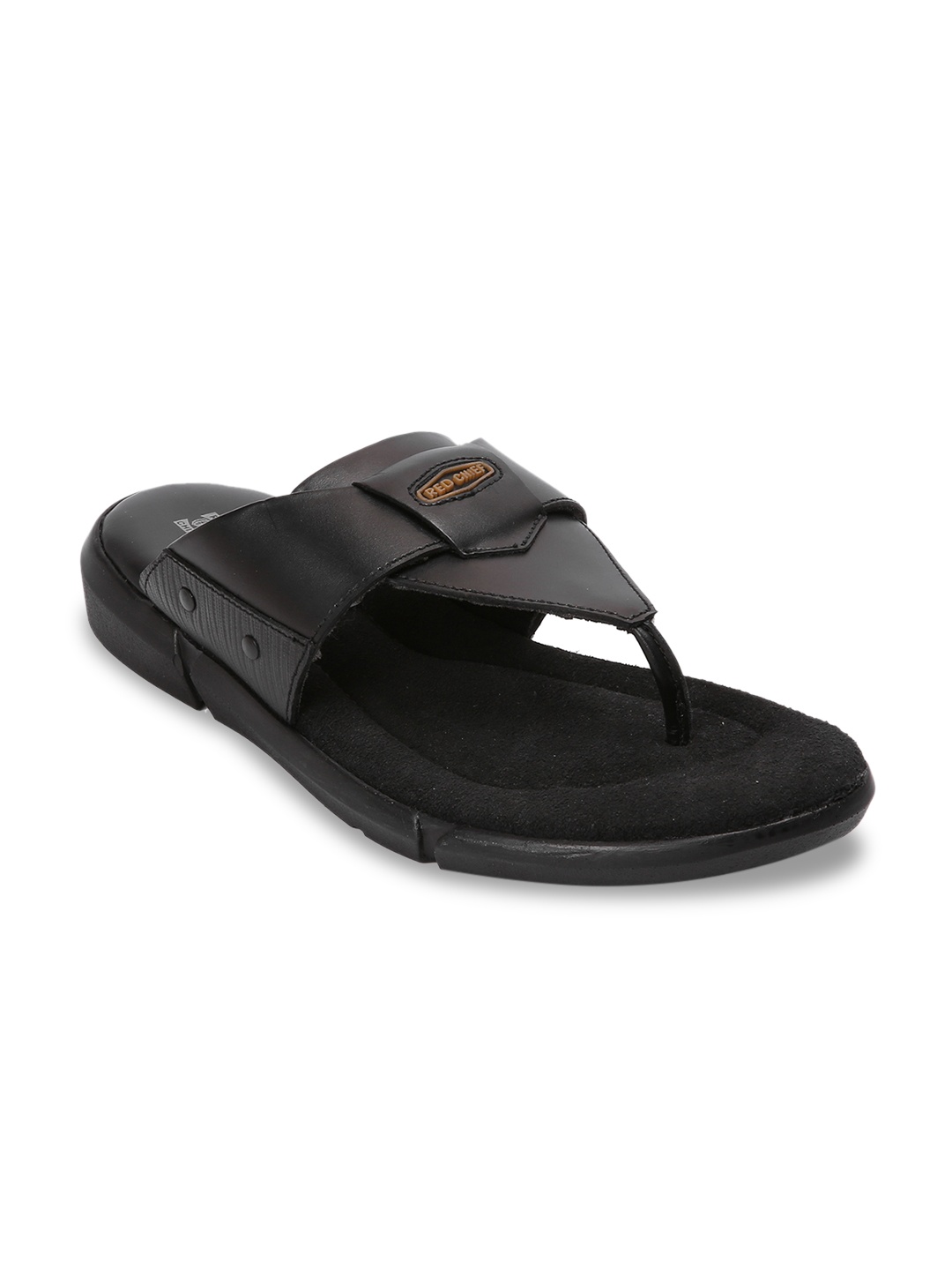 

Red Chief Men Black Leather Comfort Sandals