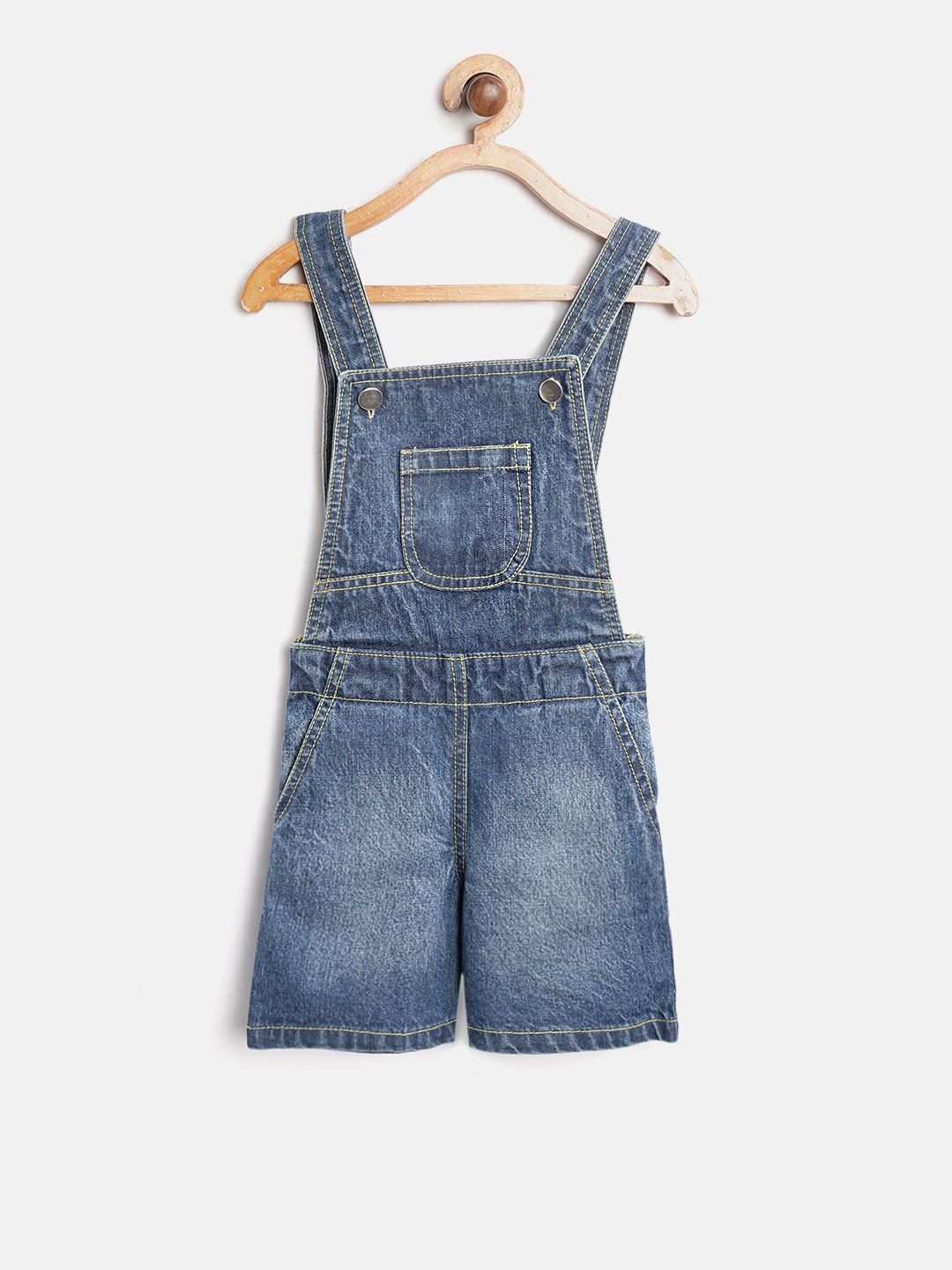 

Nauti Nati Girls Navy Blue Washed Denim Dungarees