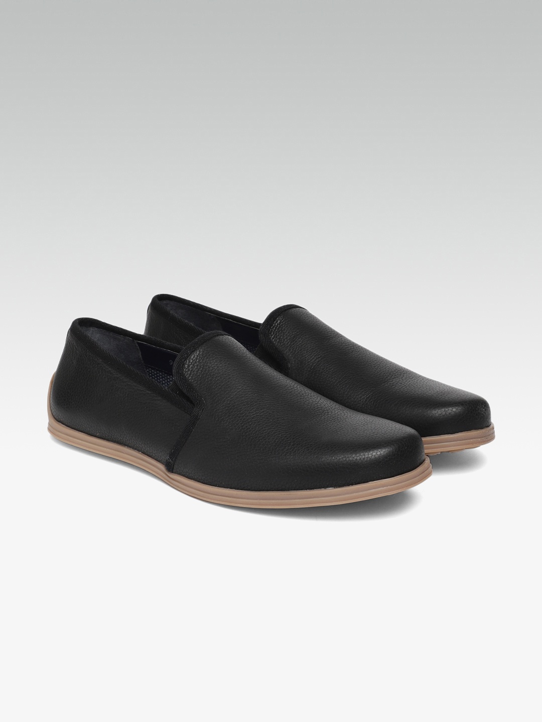 

Carlton London Men Black Slip-On Leather Sneakers
