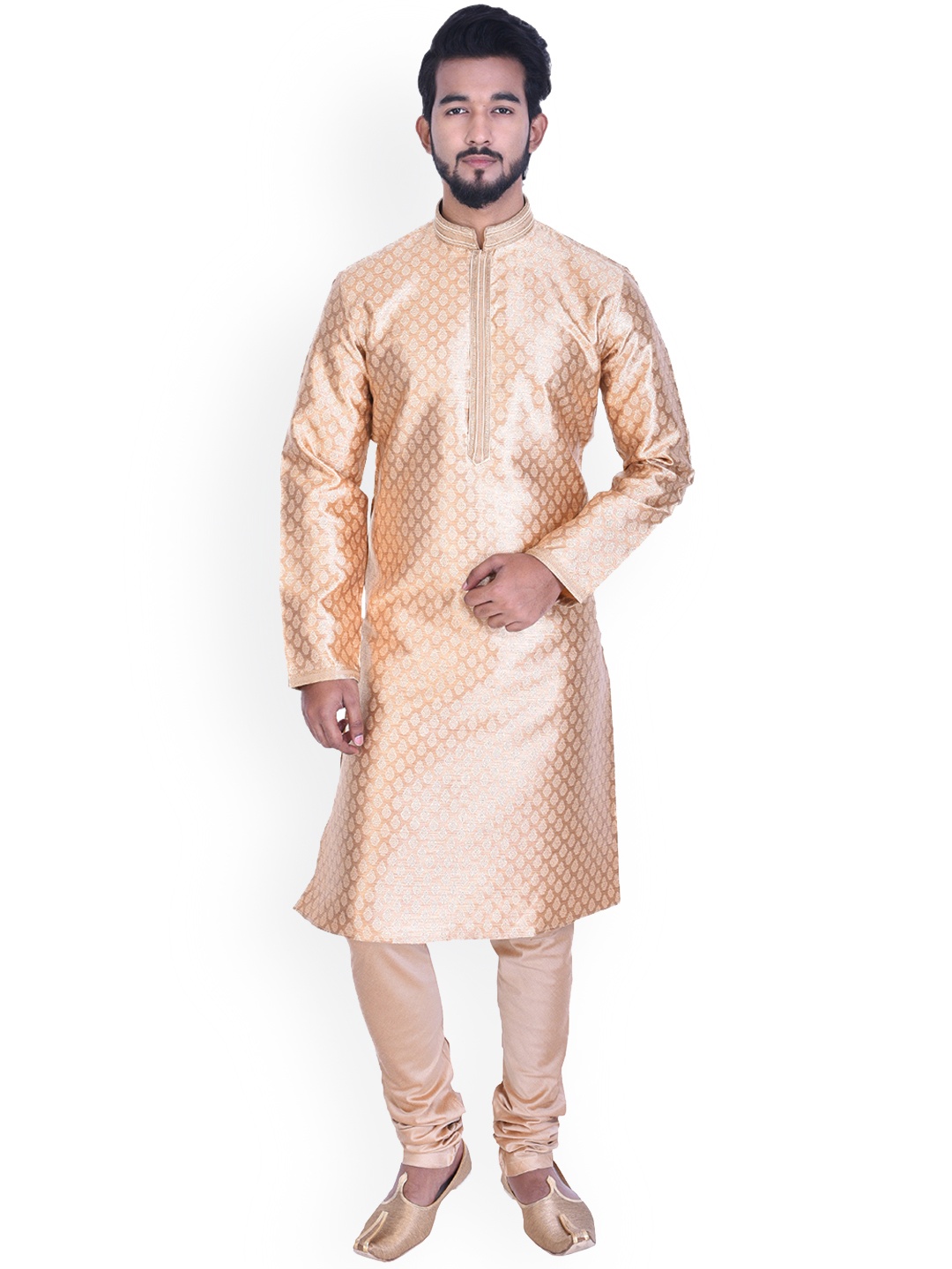 

Manyavar Men Beige Printed Kurta with Churidar