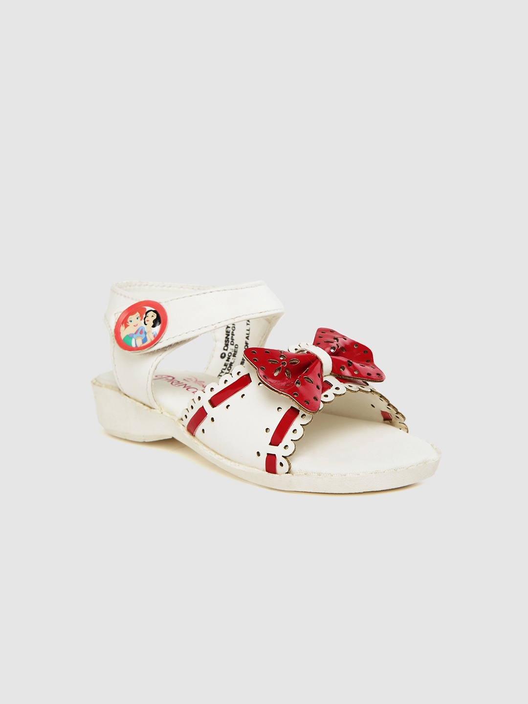 

toothless Girls White Disney Princess Cut-Work Open Toe Flats