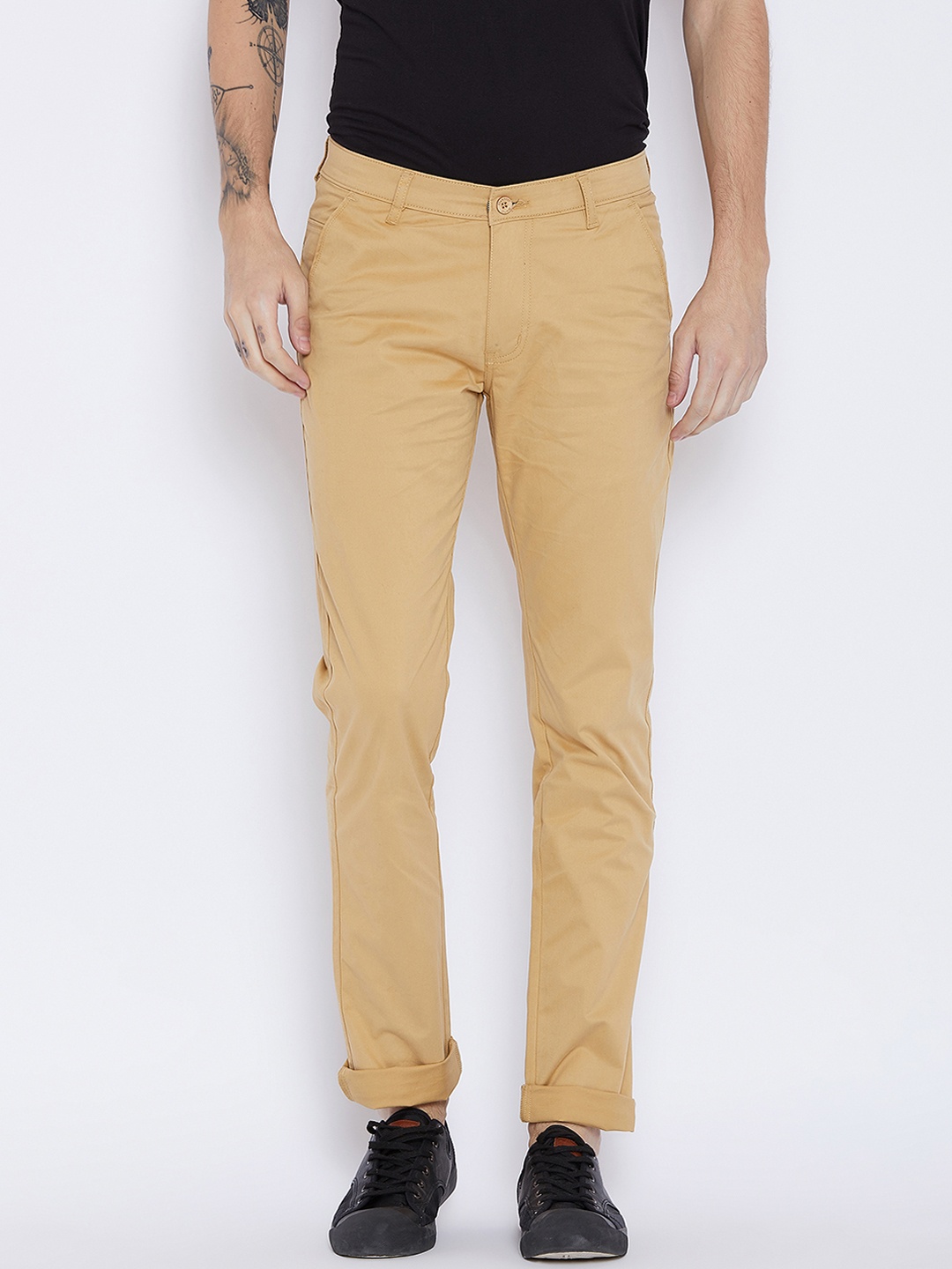 

Duke Men Khaki Slim Fit Solid Chinos