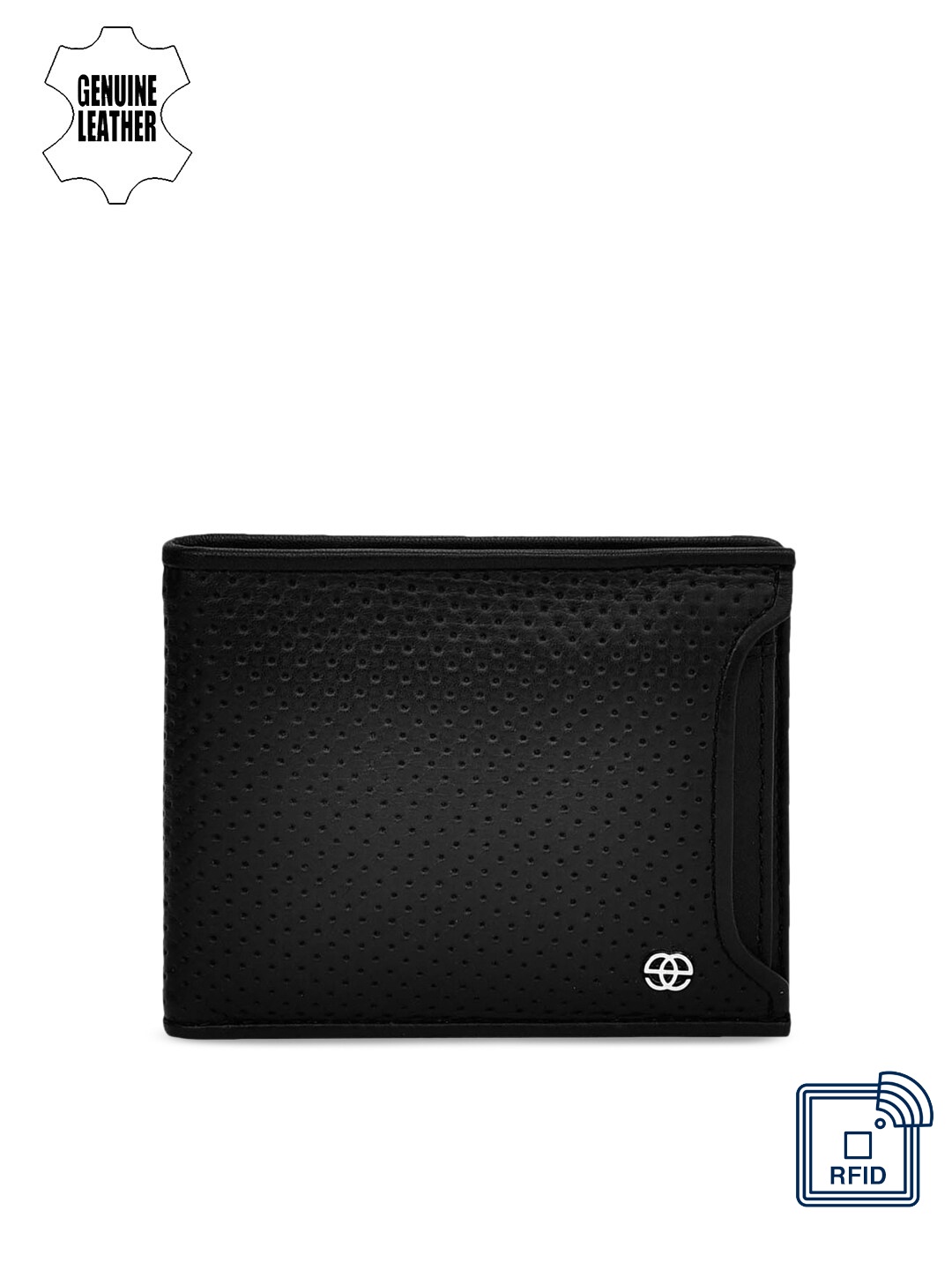 

Eske Men Black Solid Two Fold Leather Wallet
