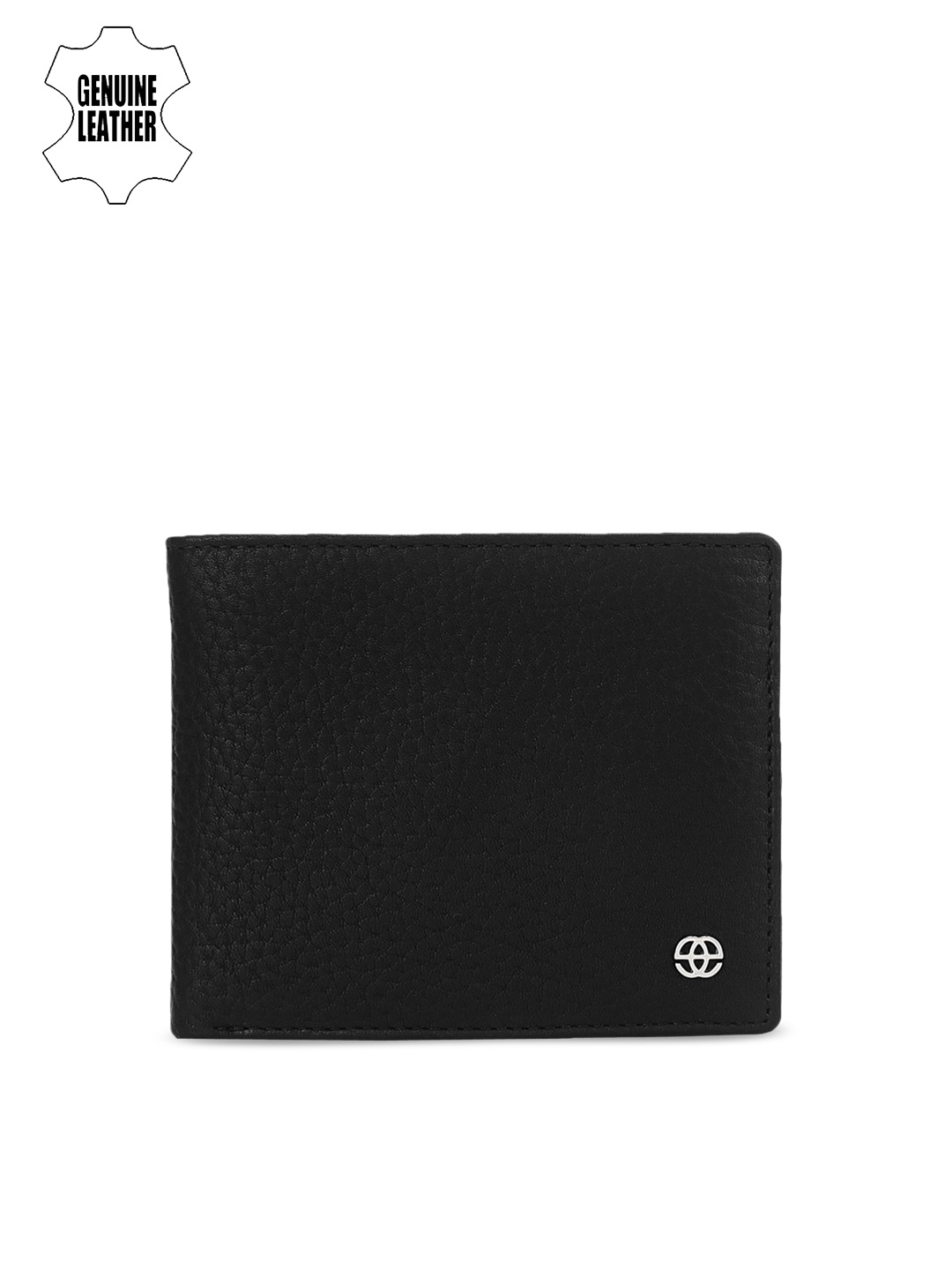 

Eske Men Black Textured Two Fold Leather Wallet
