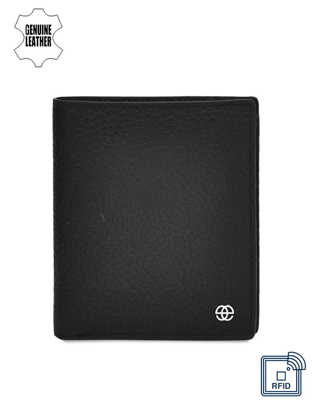 

Eske Men Black Textured Two Fold Leather Wallet