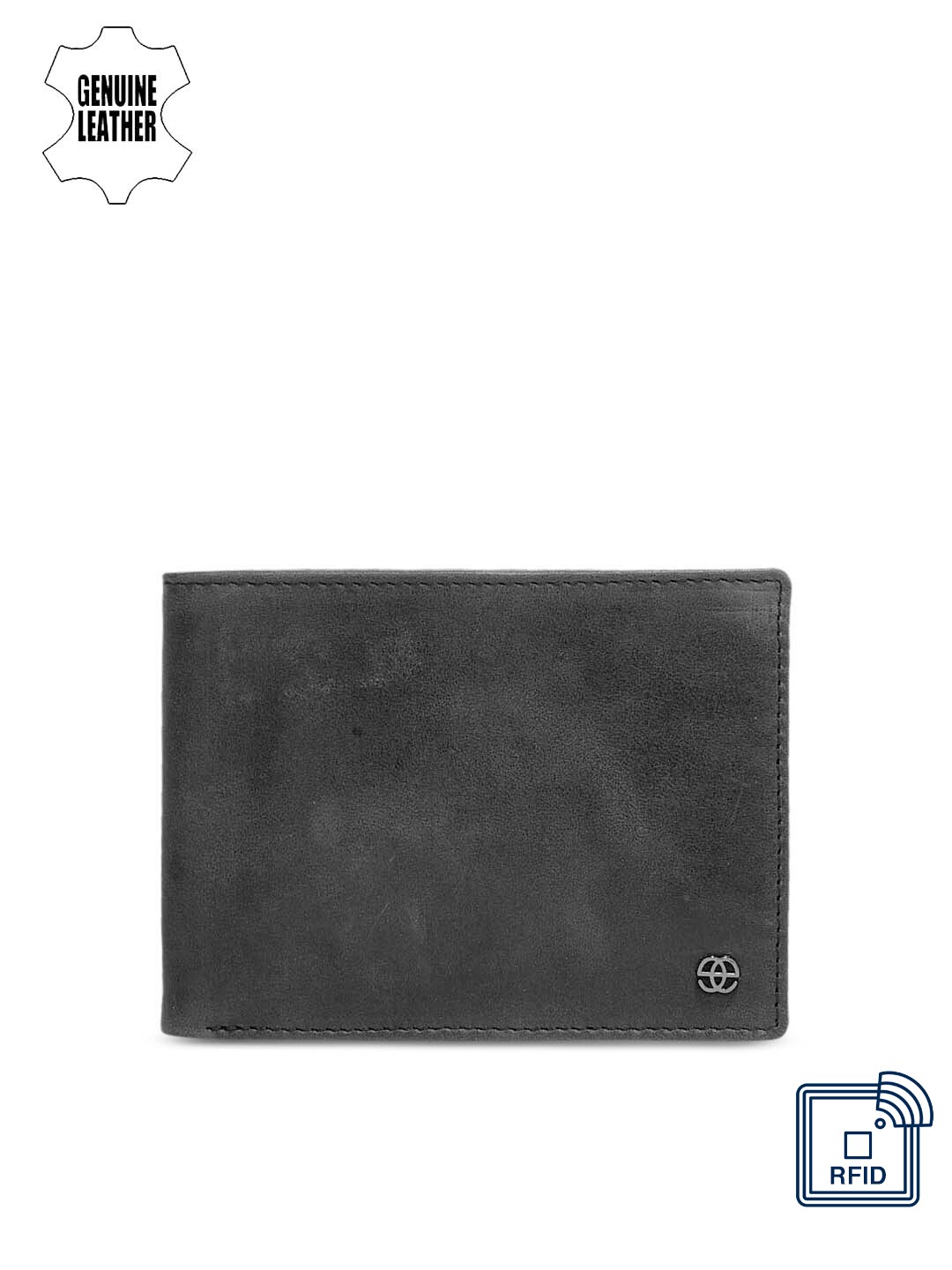 

Eske Men Black Solid Two Fold Leather Wallet