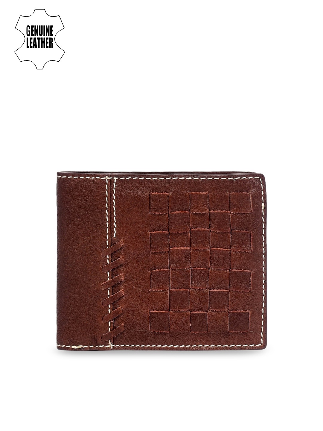 

Eske Men Brown Textured Two Fold Leather Wallet