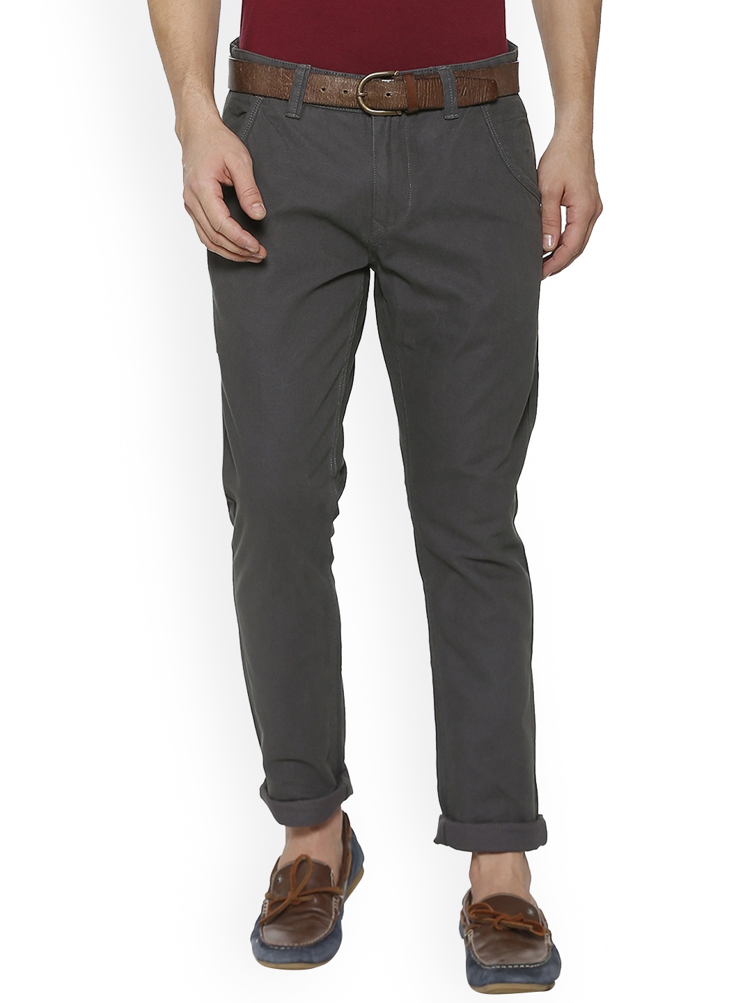 

People Men Grey Regular Fit Solid Chinos