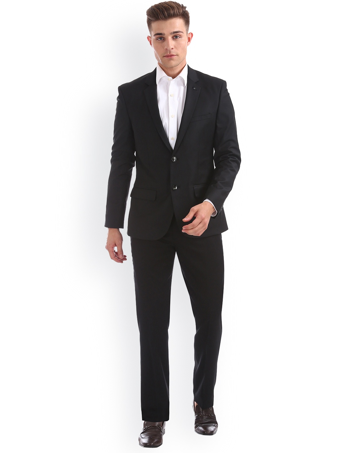 

Arrow New York Men Black Solid Single-Breasted Formal Suit