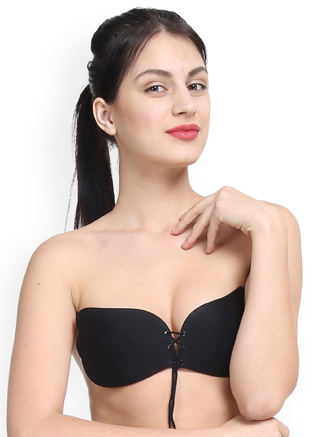 

Quttos Black Solid Non-Wired Lightly Padded Push-Up Bra QTBR20307536B