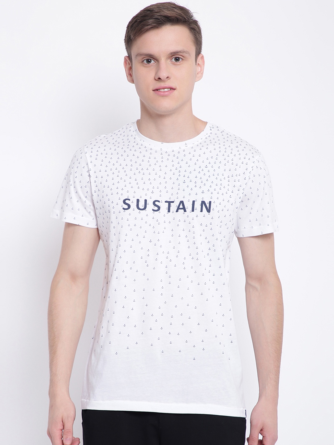 

Soul Space Men White Printed Round Neck T-shirt