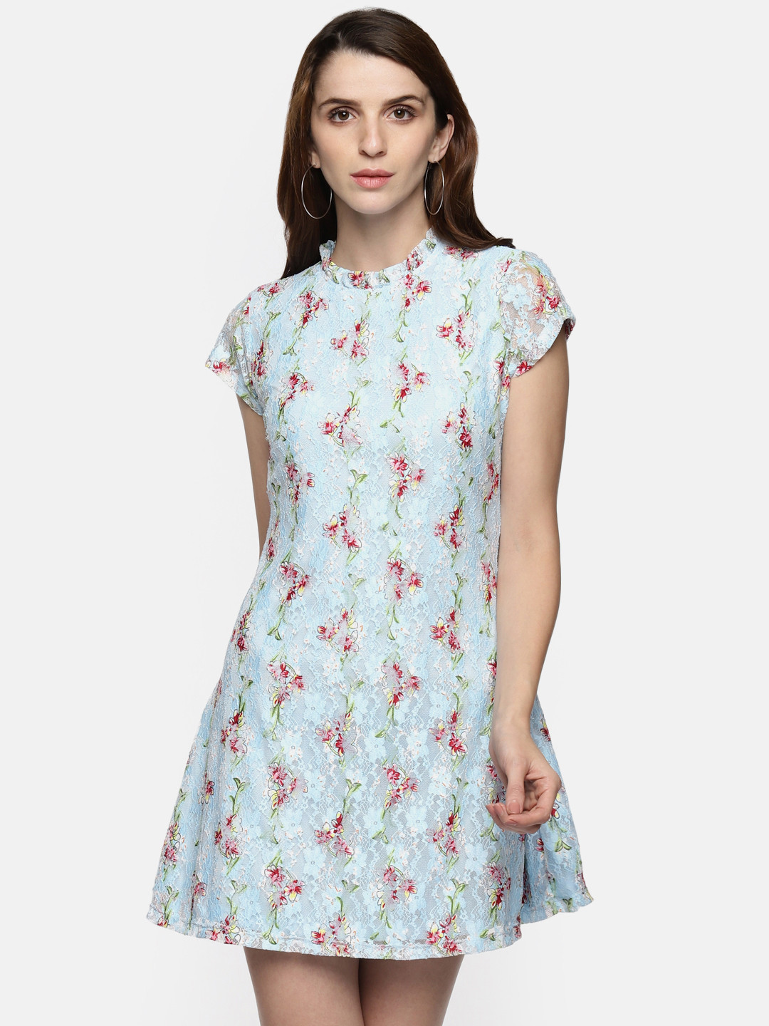 

Honey by Pantaloons Women Blue Printed Fit and Flare Dress