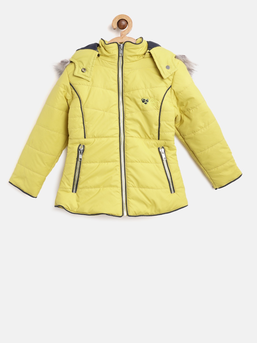 

Okane Girls Yellow Solid Hooded Parka Jacket