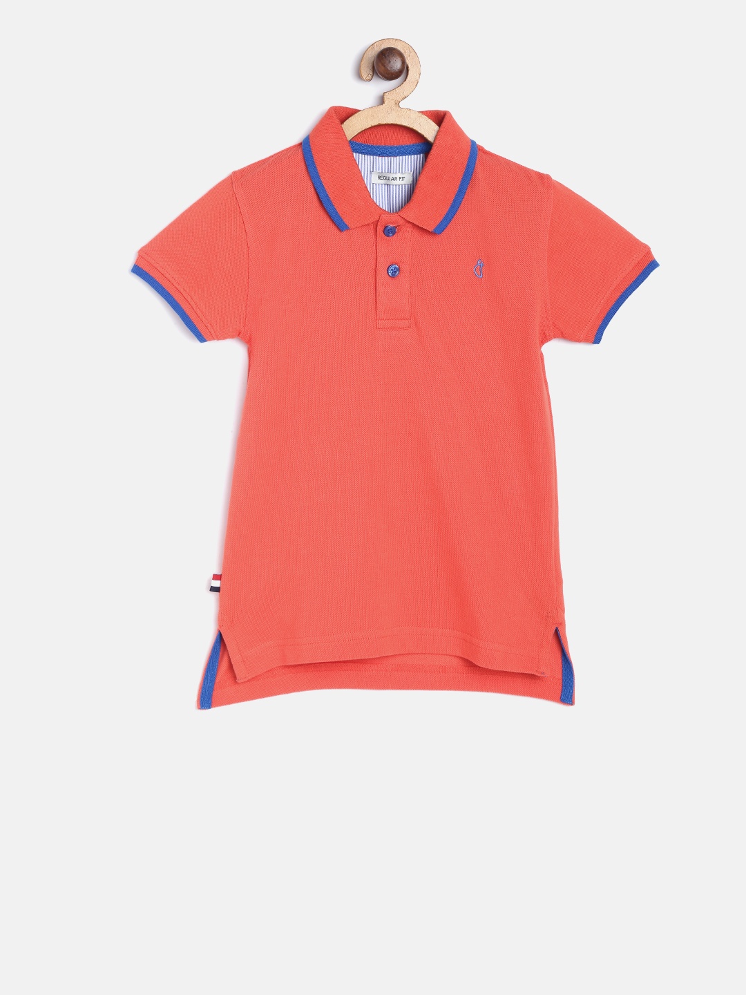 

Gini and Jony Boys Coral Orange Solid Polo Collar T-shirt