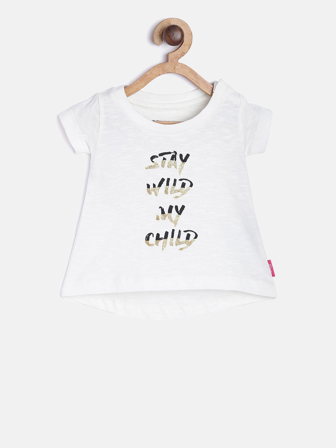 

Gini and Jony Girls White Printed High-Low A-Line Pure Cotton Top
