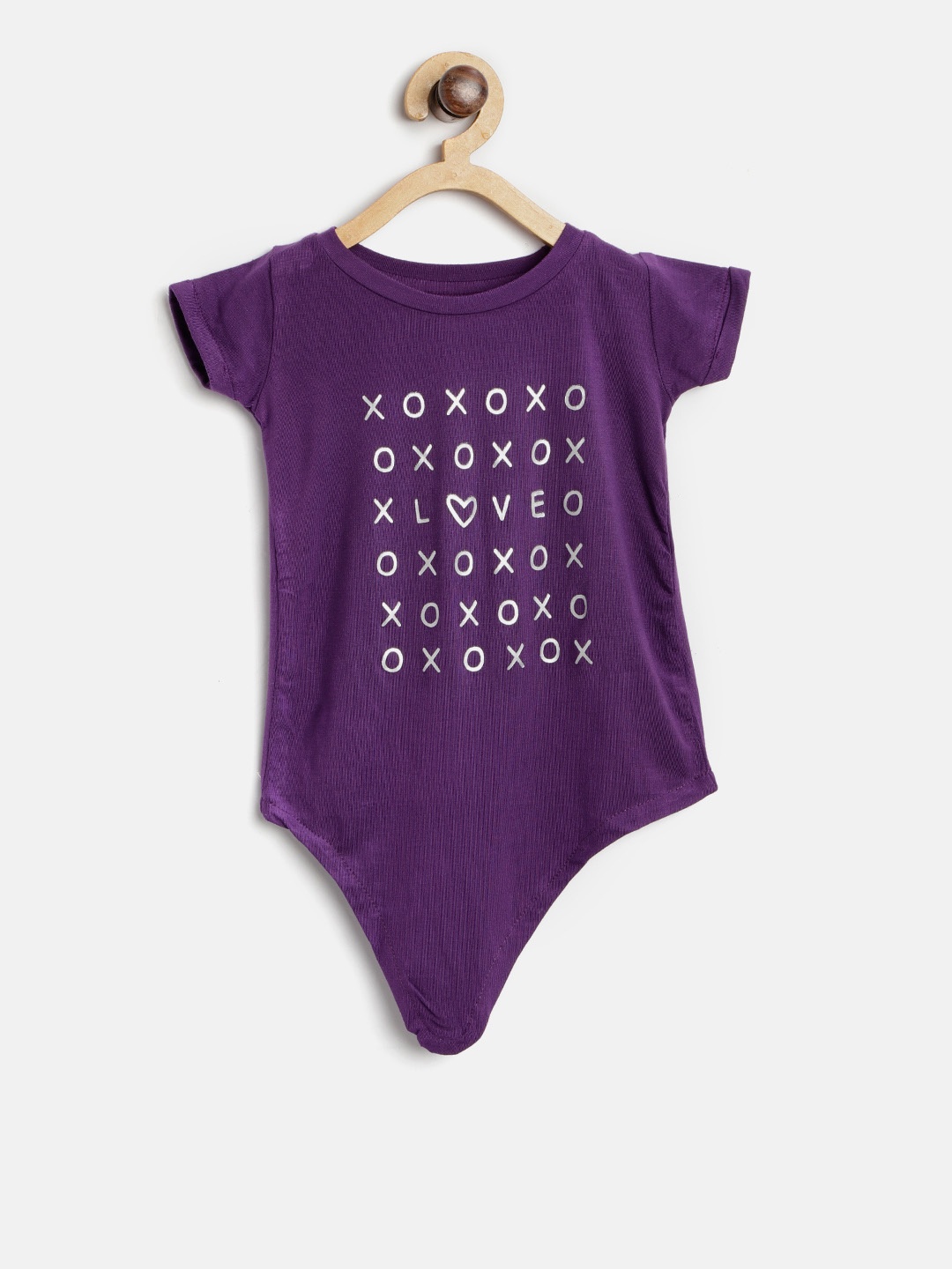 

Gini and Jony Girls Purple Printed Pure Cotton Top