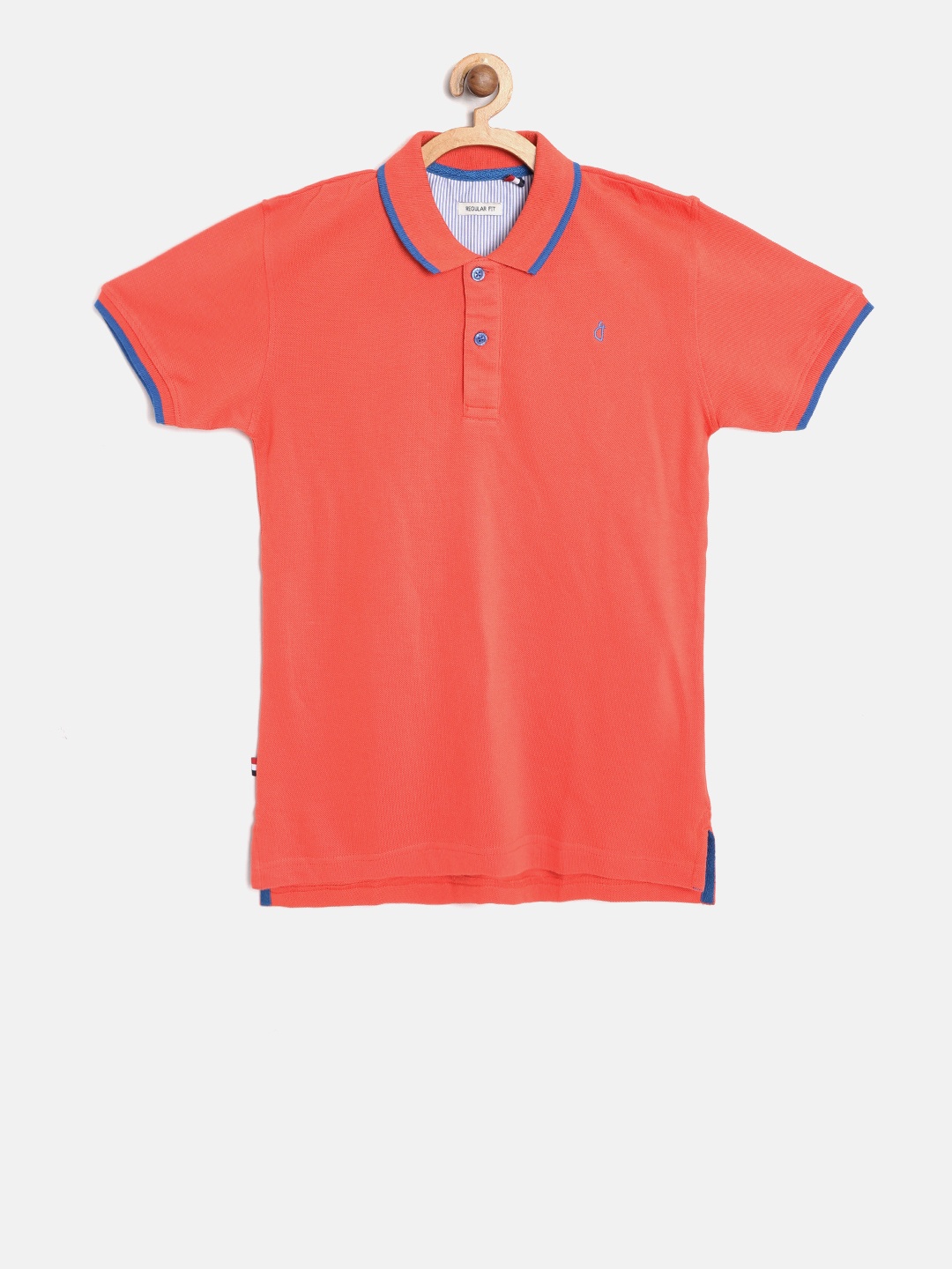 

Gini and Jony Boys Coral Red Solid Polo Collar Pure Cotton T-shirt