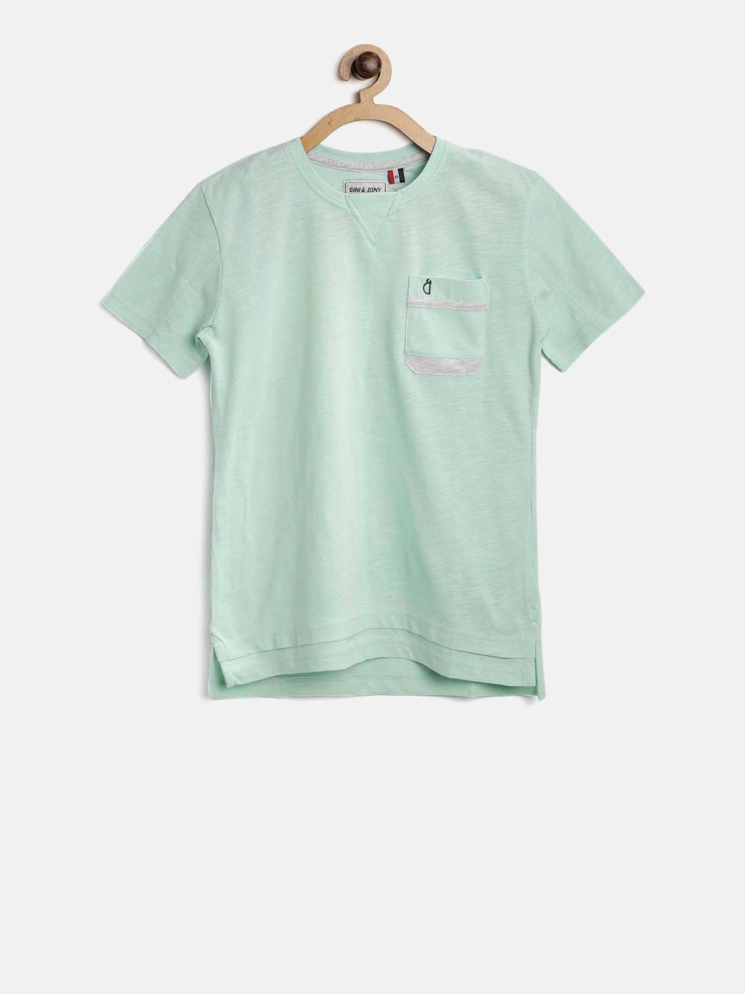 

Gini and Jony Boys Mint Green Solid Round Neck Pure Cotton T-shirt