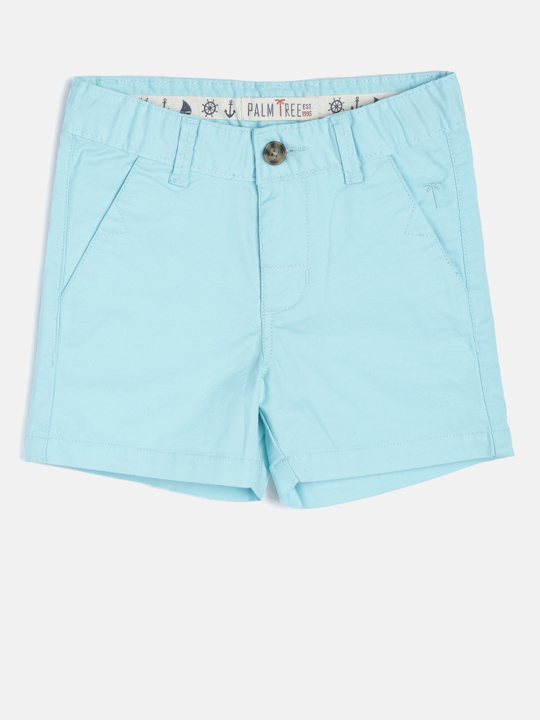 

Palm Tree Boys Blue Solid Campus Fit Regular Shorts