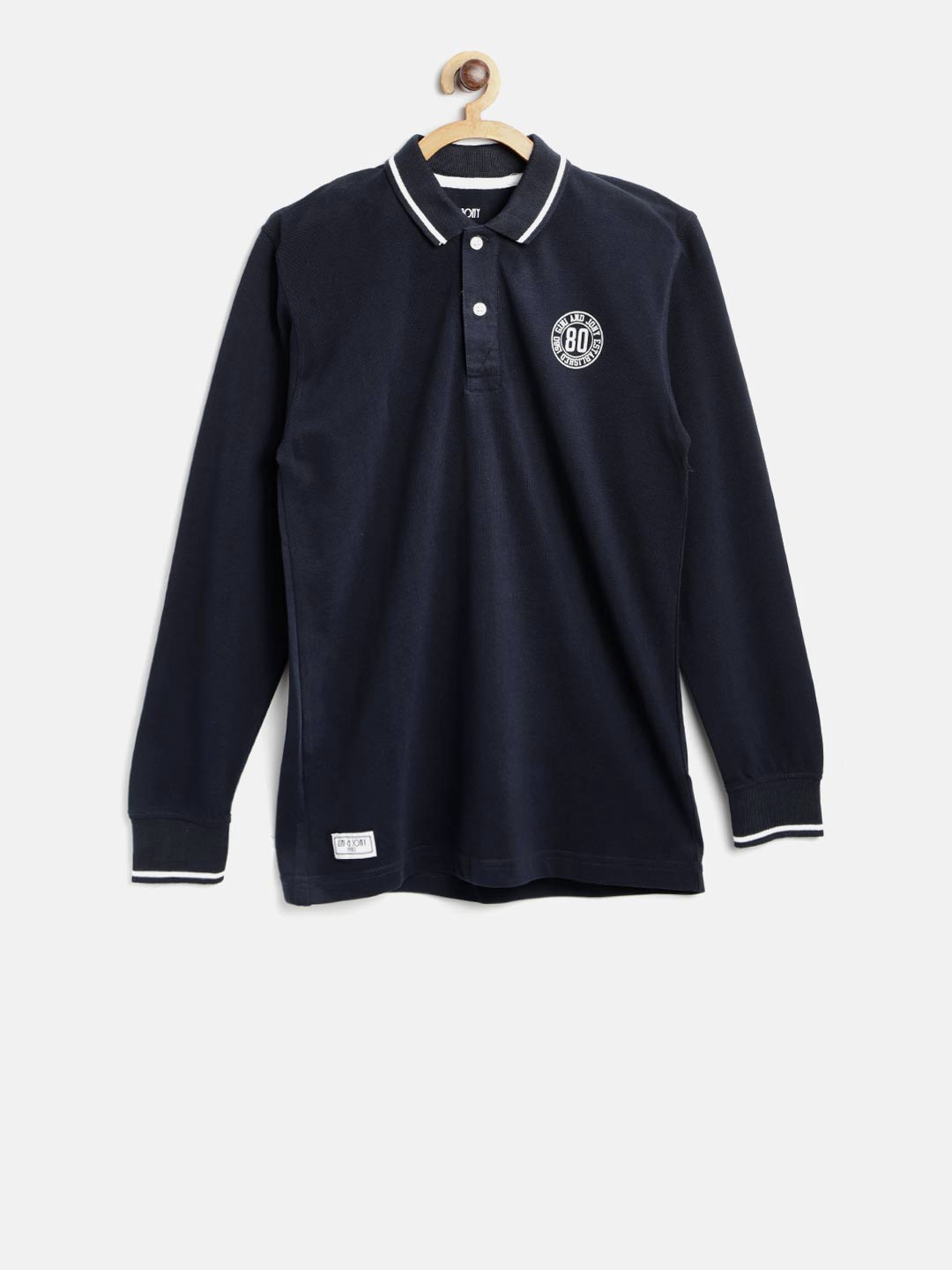 

Gini and Jony Girls Navy Blue Solid Polo Collar Pure Cotton T-shirt