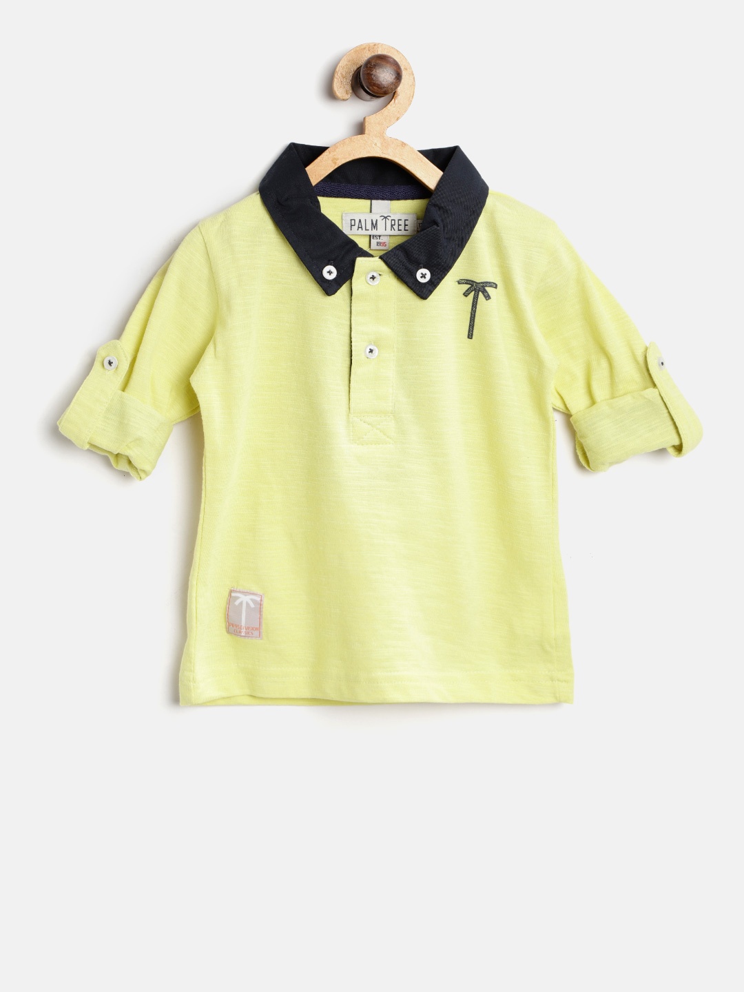 

Palm Tree Boys Yellow Solid Button-Down Collar T-shirt