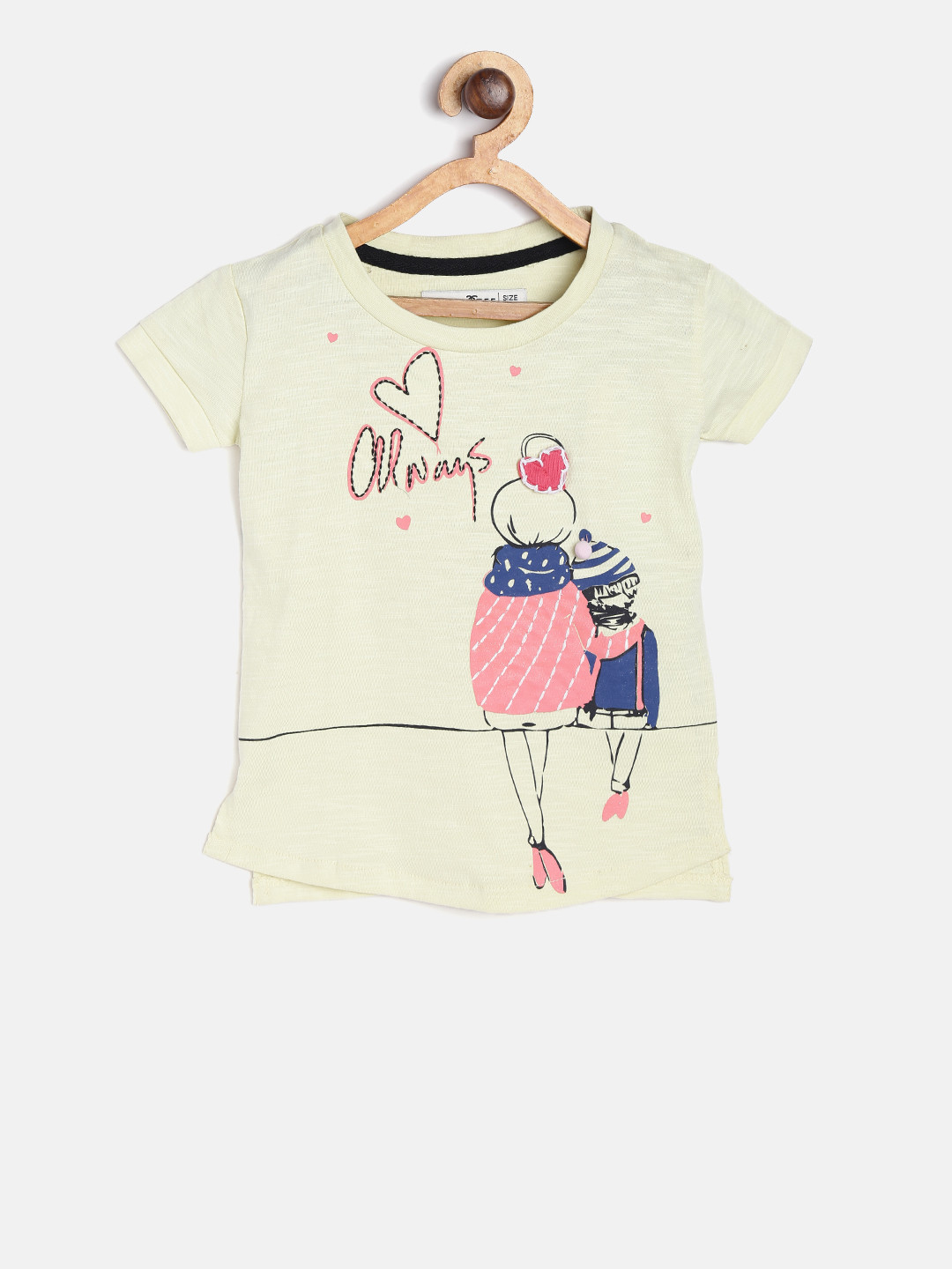 

Gini and Jony Girls Yellow Printed Round Neck T-shirt