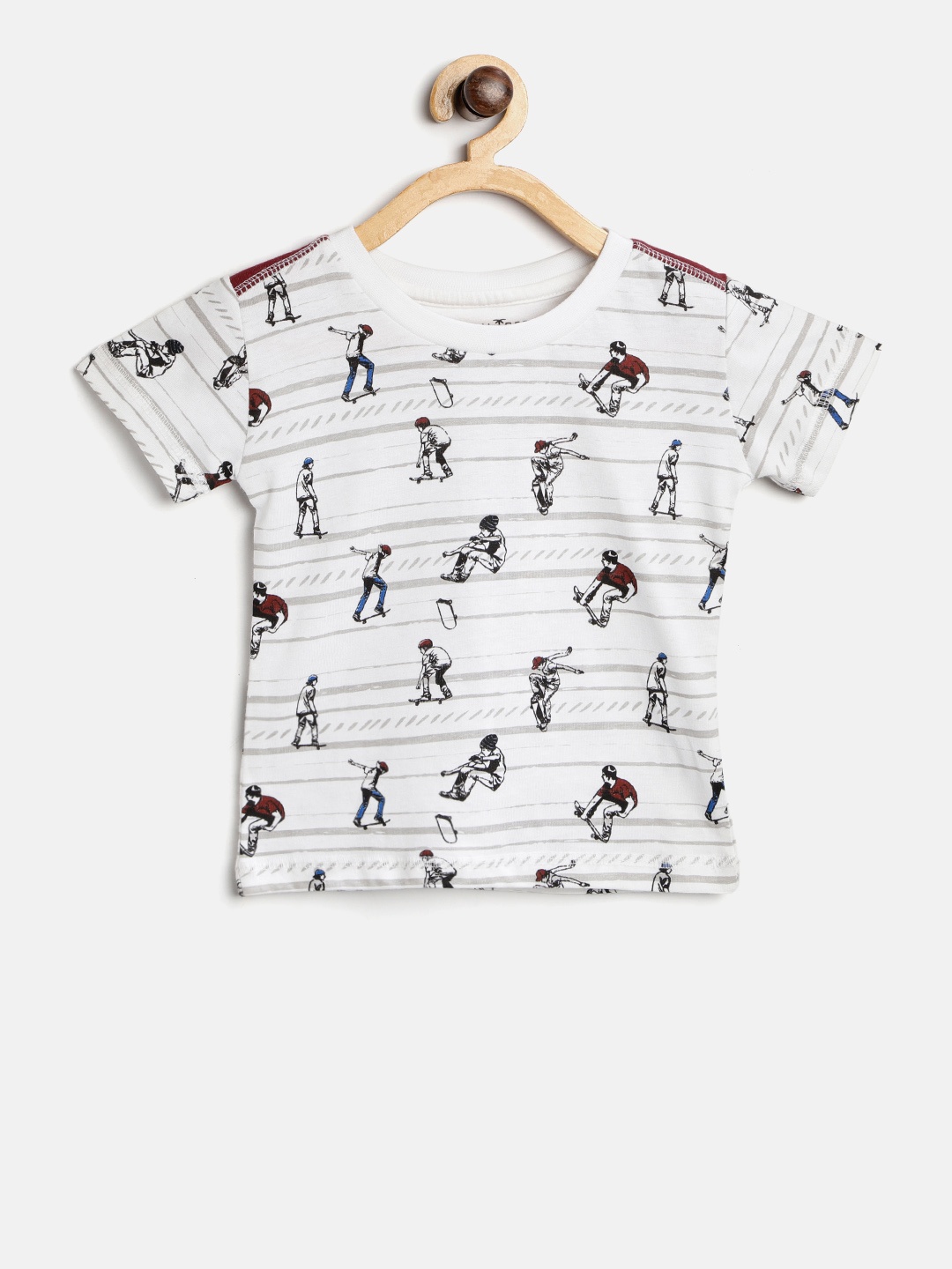 

Palm Tree Boys White & Black Printed Round Neck T-shirt