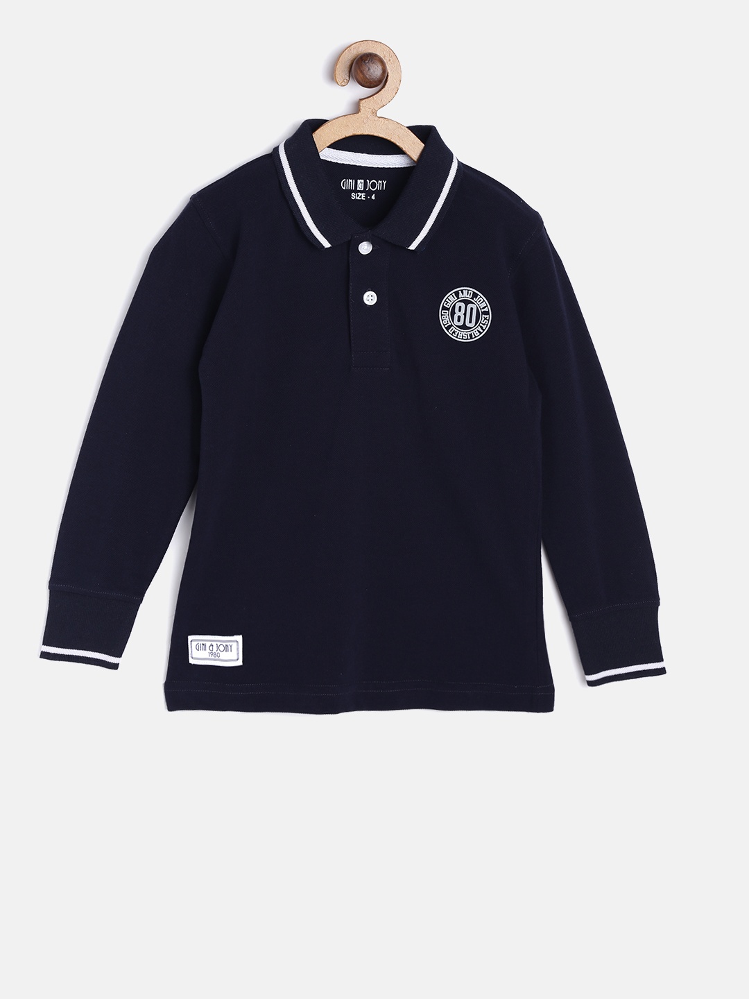 

Gini and Jony Girls Navy Solid Polo Collar T-shirt, Navy blue