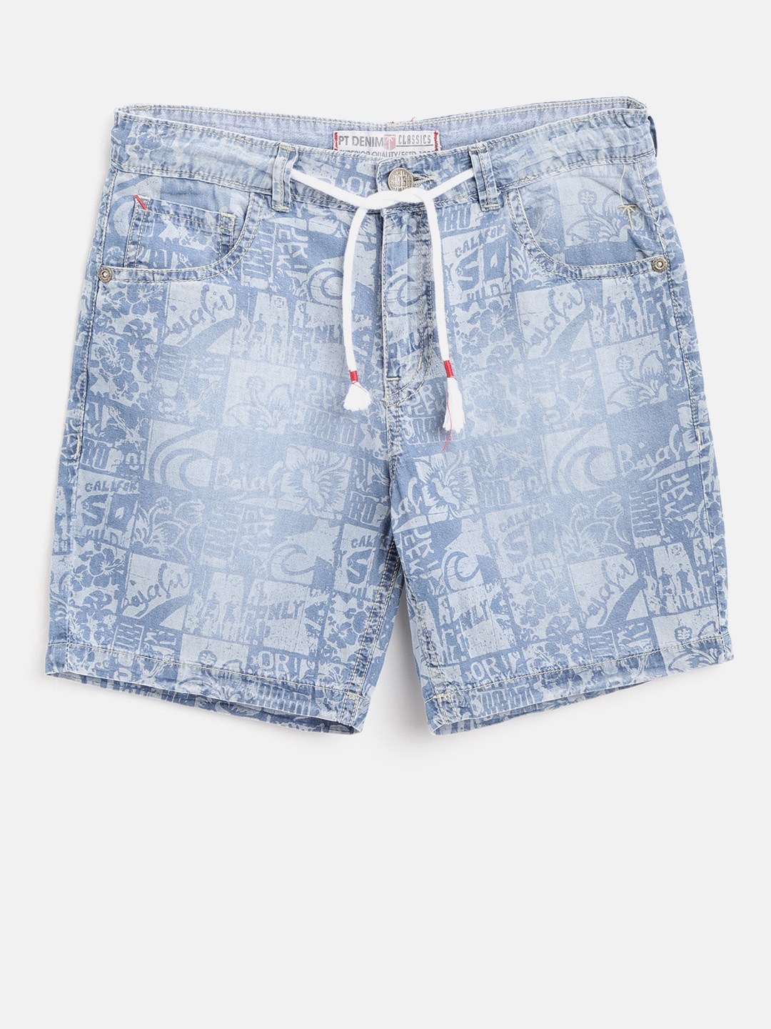 

Gini and Jony Boys Blue Printed Regular Fit Denim Shorts