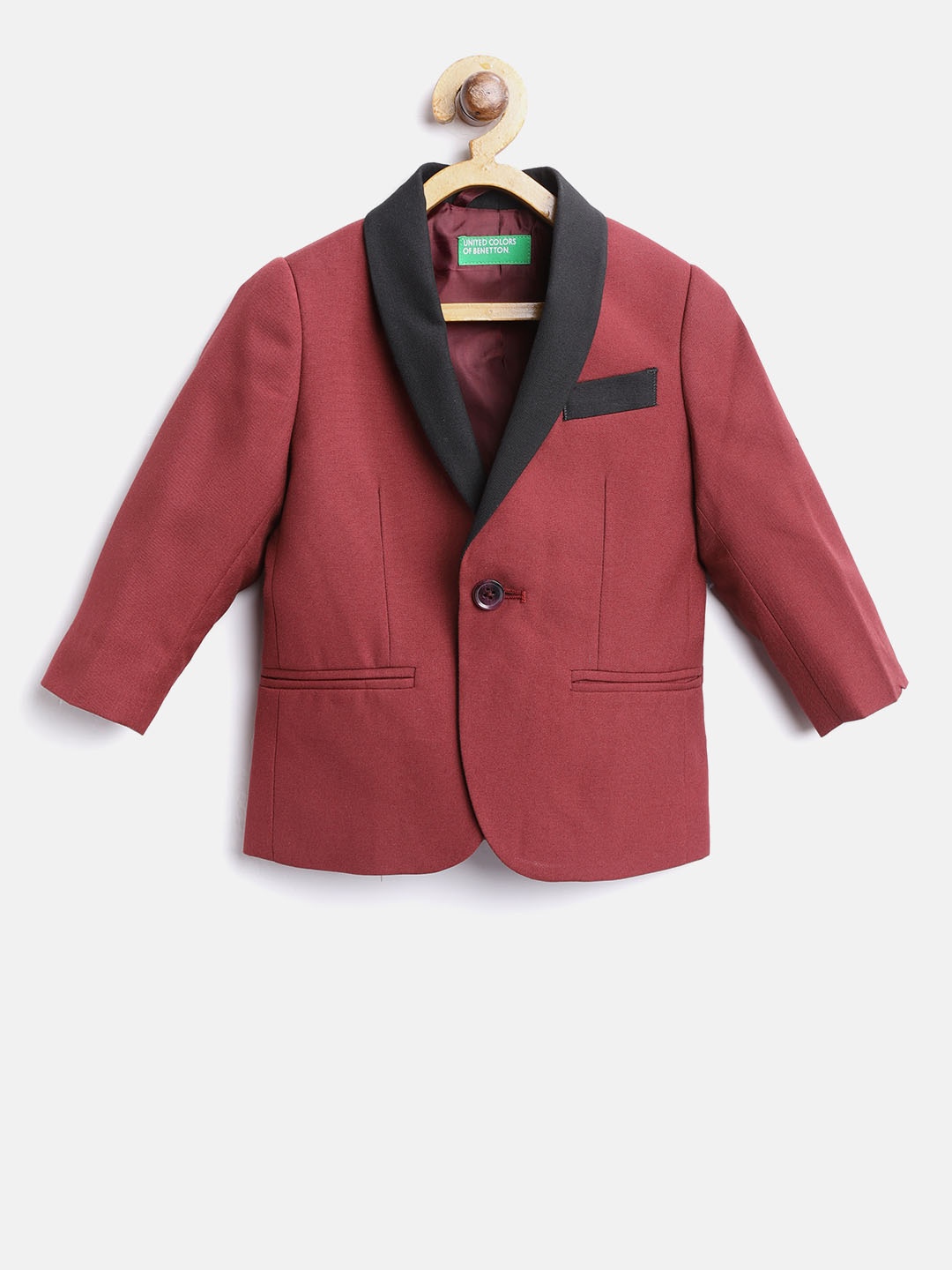 

United Colors of Benetton Boys Maroon Single Breasted Blazer