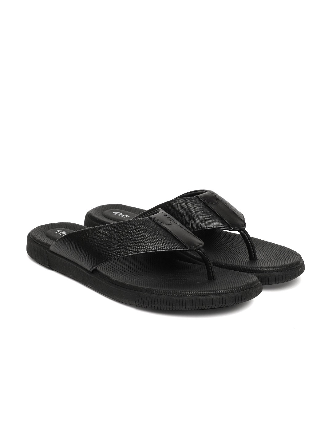 

Clarks Men Black Leather Comfort Sandals