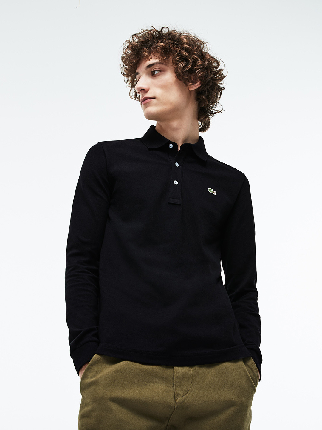 

Lacoste Men Black Slim Fit Long Sleeve Stretch Polo