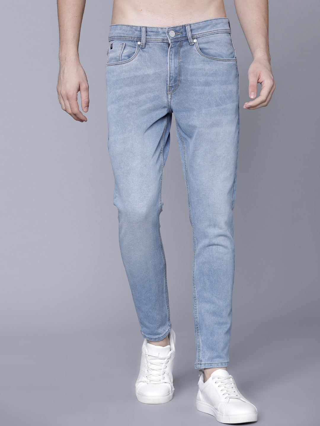 

LOCOMOTIVE Men Blue Tapered Fit Mid-Rise Clean Look Stretchable Jeans