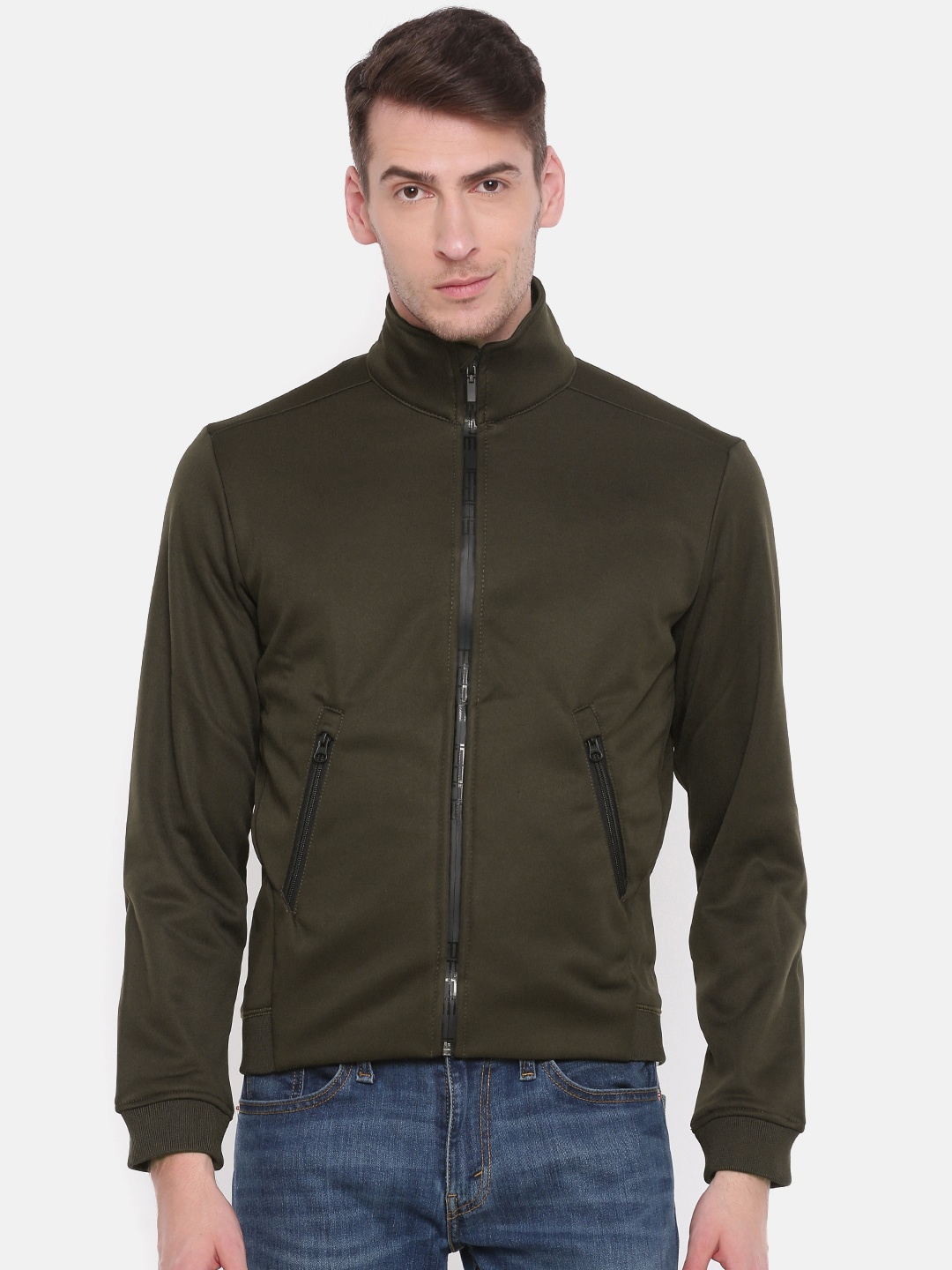 

Pepe Jeans Men Olive Green Solid Tailored Jacket