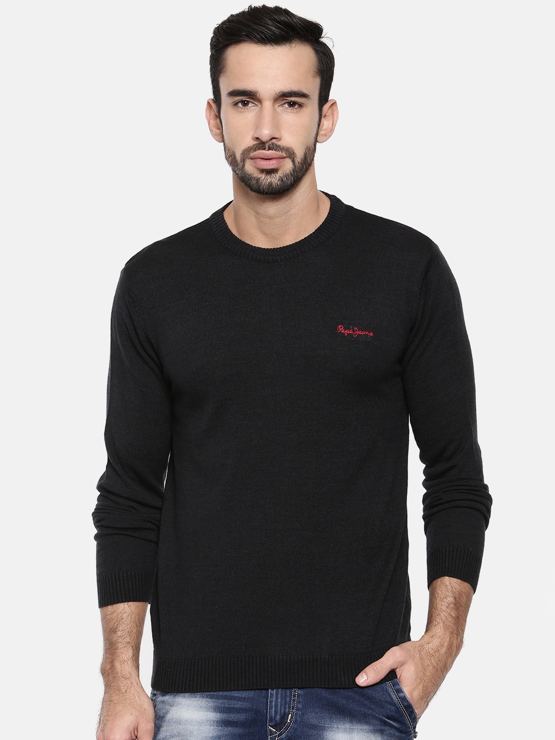 

Pepe Jeans Men Charcoal Grey Solid Pullover