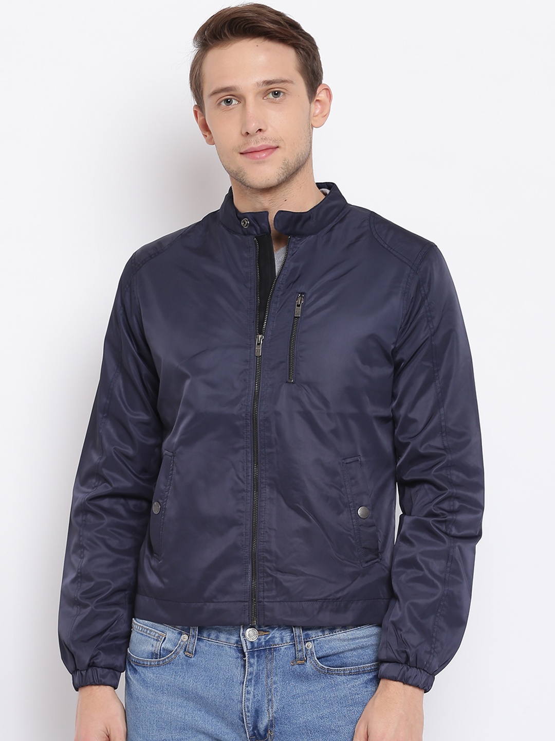 

Pepe Jeans Men Navy Blue Solid Tailored Jacket