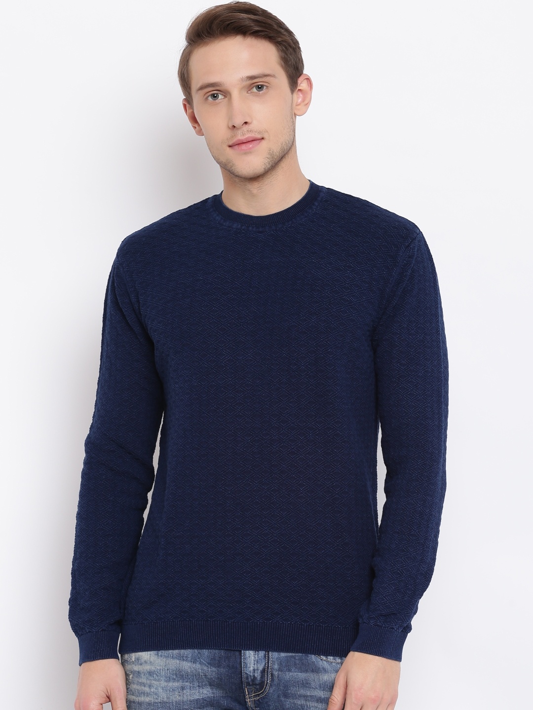 

Pepe Jeans Men Navy Blue Solid Pullover