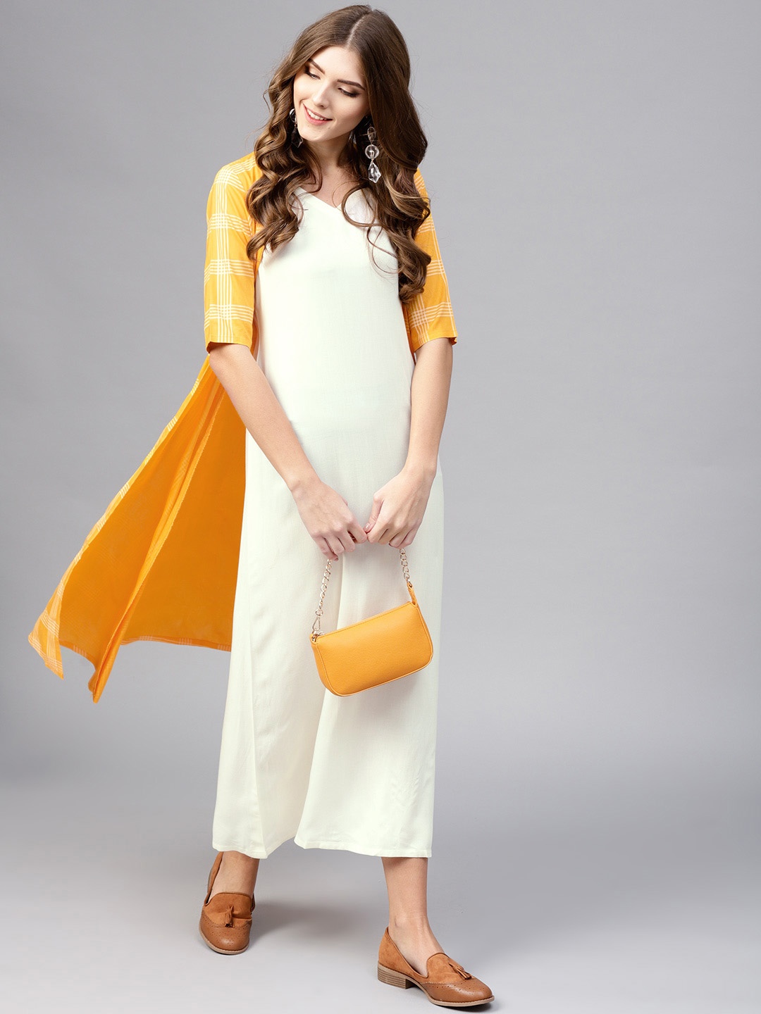 

Libas Women Off-White & Yellow Layered Maxi Dress