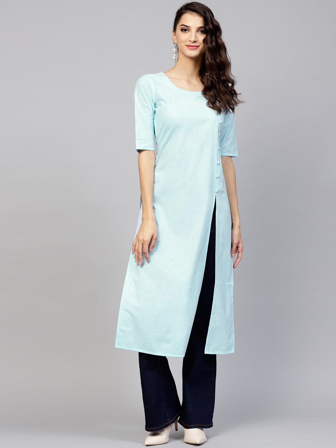 

Libas Women Blue Solid Straight Kurta