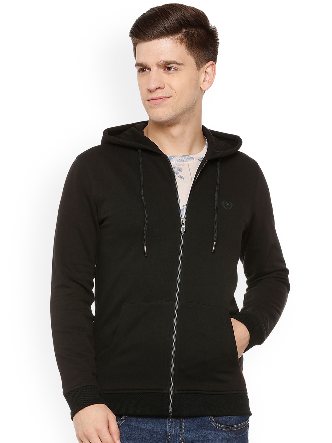 

Van Heusen Sport Men Black Solid Hooded Sweatshirt