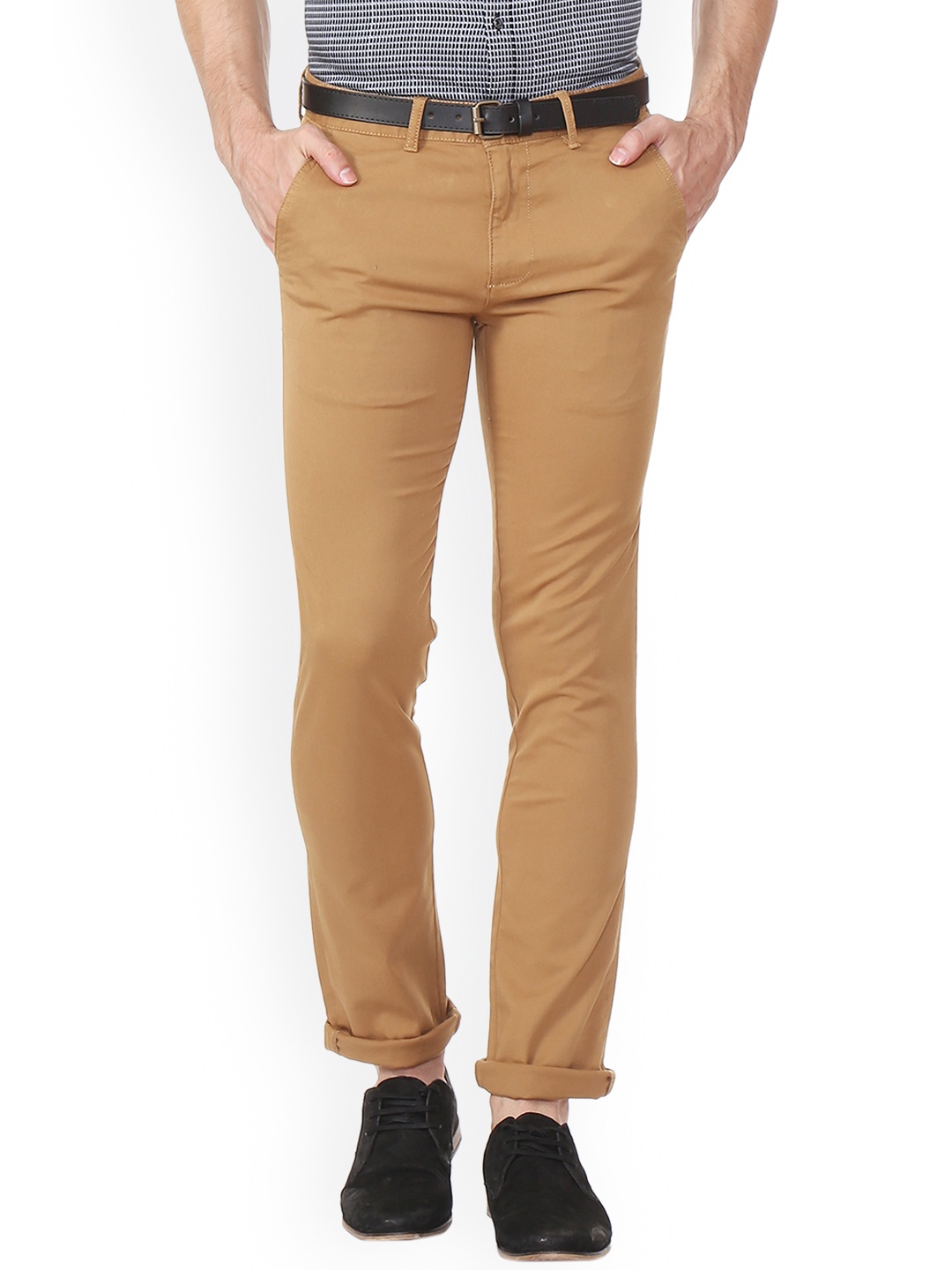 

V Dot Men Khaki Slim Fit Solid Chinos