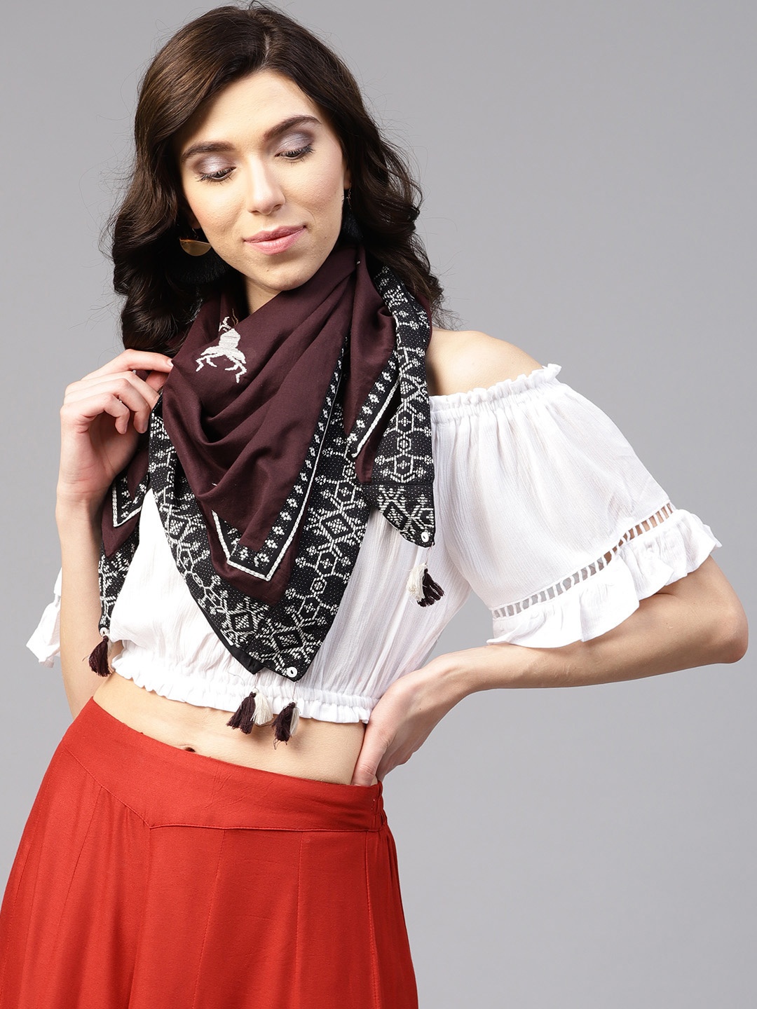 

W Burgundy Solid Scarf
