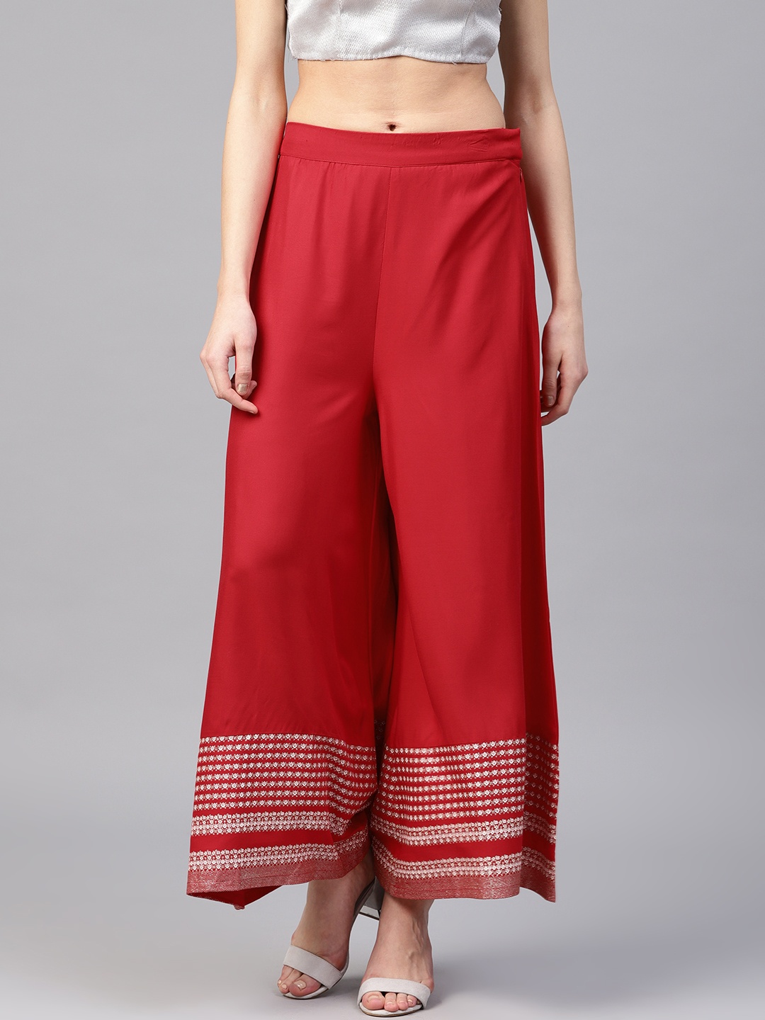 

W Women Red Solid Flared Sustainable Palazzos