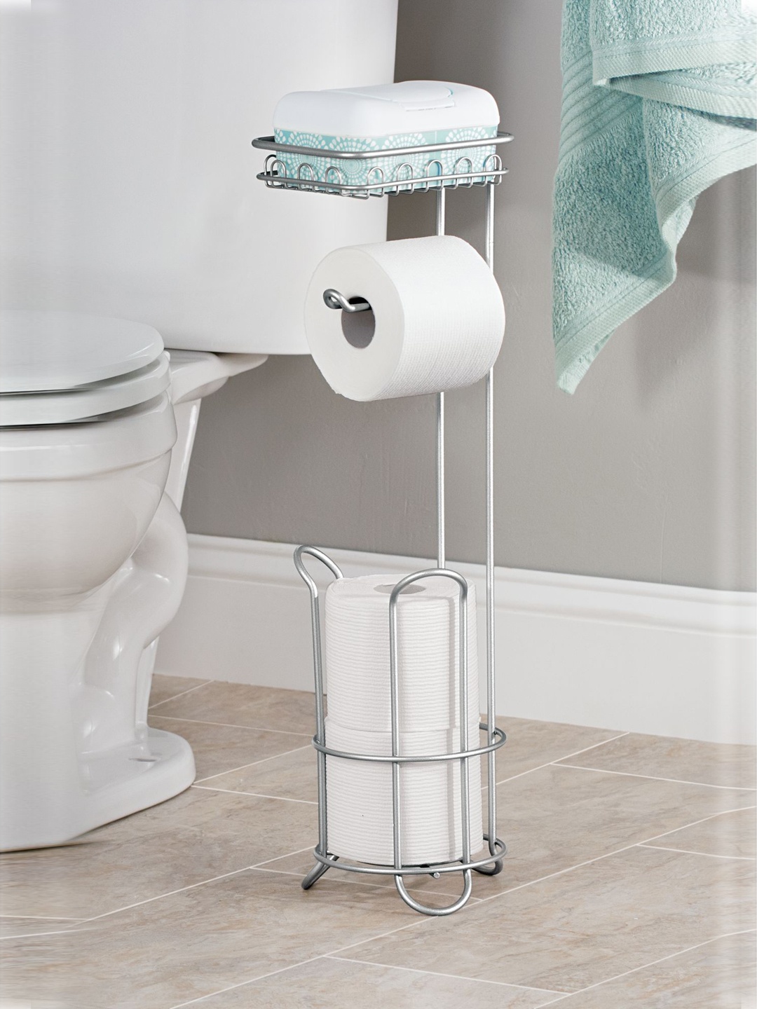 

INTERDESIGN Steel-Toned Toilet Tissue Dispenser and Soap Holder