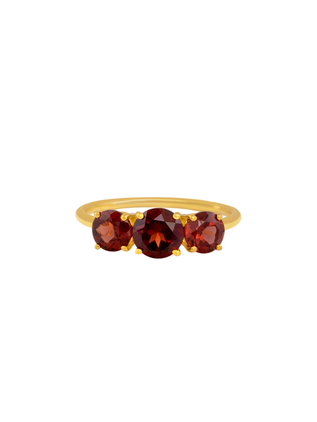 

TALISMAN Gold-Plated With Maroon Garnet Trio Gemstone Handcrafted Ring