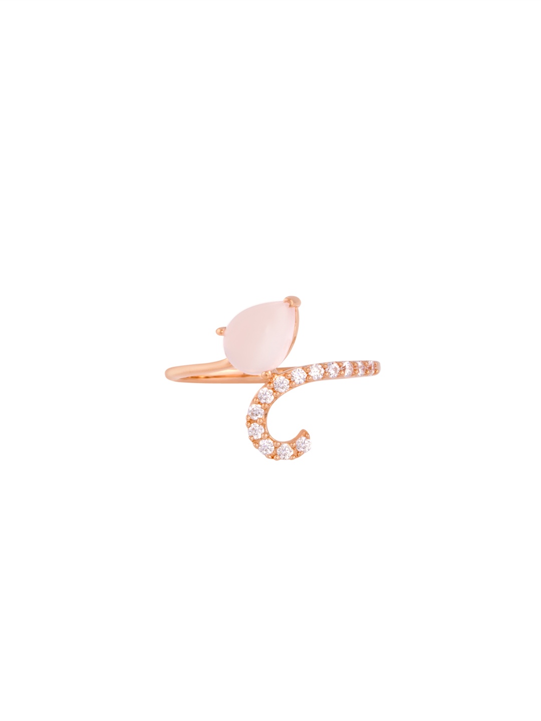 

TALISMAN Handcrafted Rose-Gold Plated Quartz Studded Finger Ring