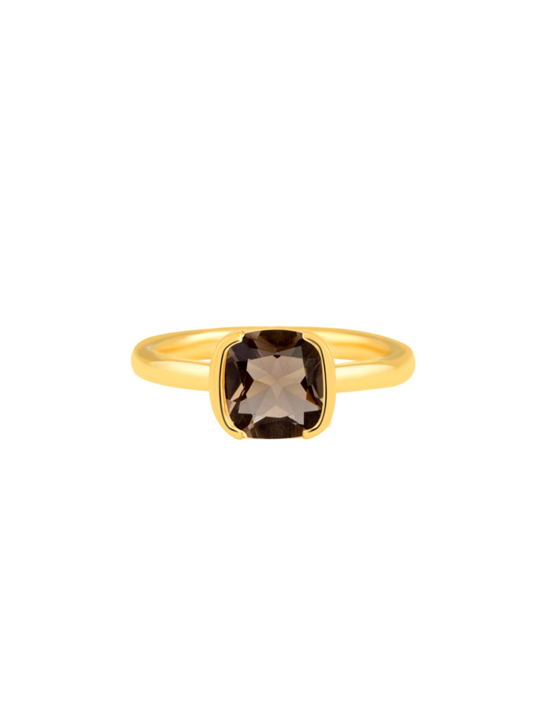 

TALISMAN Gold-toned & Rhodium-Plated Brown Embedded CZ-Stones Handcrafted Finger Ring