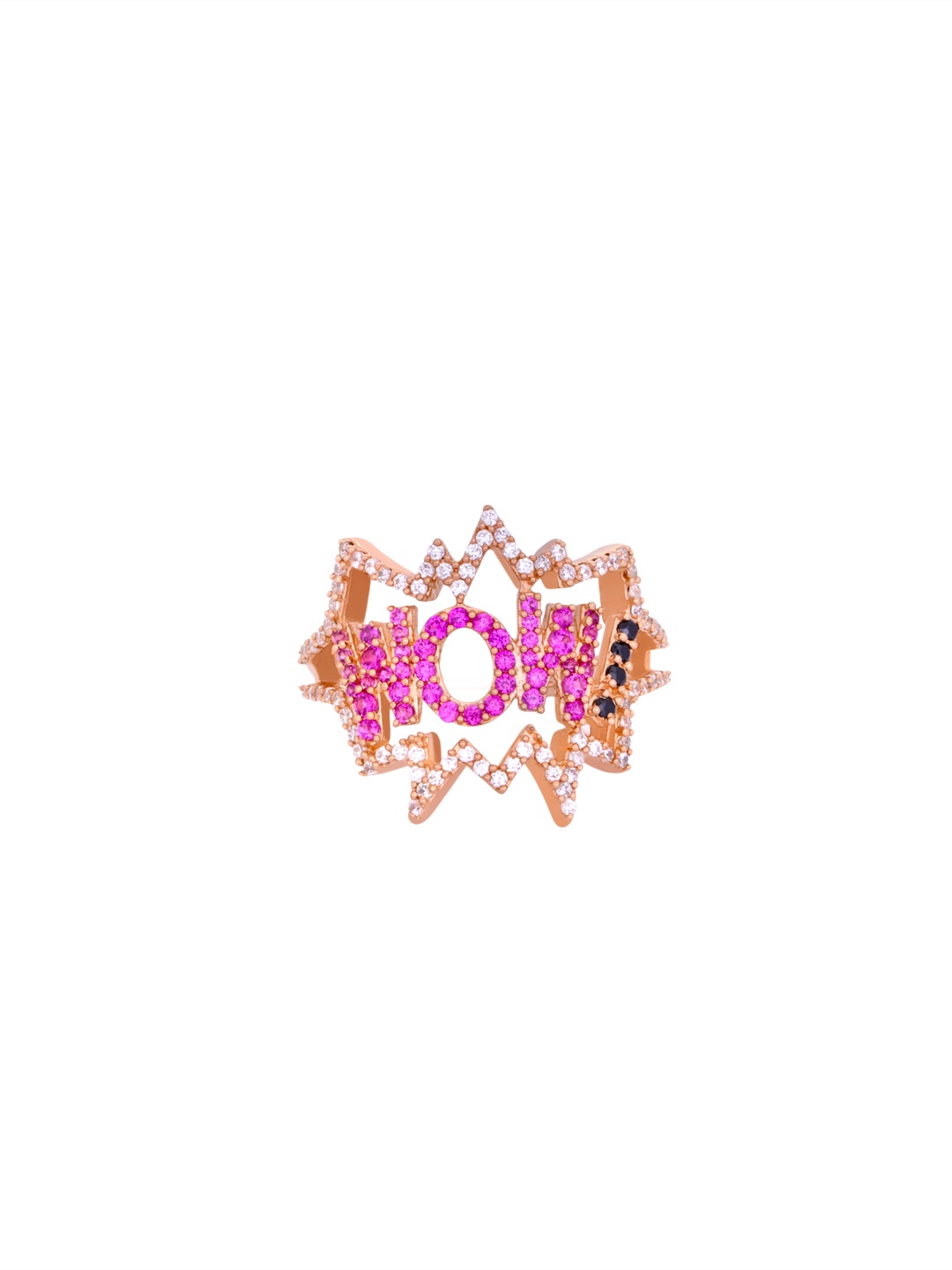 

TALISMAN Handcrafted Rose-Gold Plated and Cubic Zirconia Studded Finger Ring, Pink