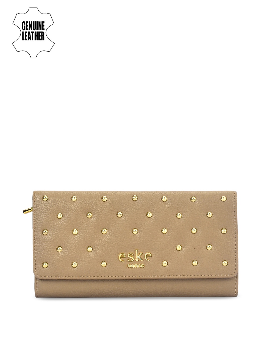 

Eske Women Beige Self Design Zip Around Wallet
